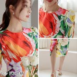 大胆なフラワープリントが華やかなミディ丈ワンピース(キャバドレス CABARET… | GRAXIA | 詳細画像6