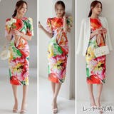 大胆なフラワープリントが華やかなミディ丈ワンピース(キャバドレス CABARET… | GRAXIA | 詳細画像7