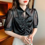 ふんわりシフォンとギャザーでフェミニンさ薫るブラウス(TOPS) | GRAXIA | 詳細画像2 