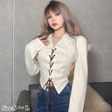 ワッフル生地フロントの編み上げが印象的なトップス(TOPS) | GRAXIA | 詳細画像1 