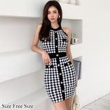 千鳥柄が大人っぽい印象のミニ丈ニットワンピース(キャバドレス CABARETDR… | GRAXIA | 詳細画像1