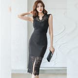 Vネックのタイトな切り替えワンピース(キャバドレス・CABARETDRESS) | GRAXIA | 詳細画像3