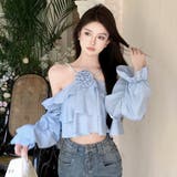 たっぷりフリルをあしらったブローチ付きオフショルトップス(TOPS) | GRAXIA | 詳細画像4 