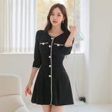 センターラインがすっきり魅せる5分袖ミニワンピース(キャバドレス CABARET… | GRAXIA | 詳細画像3 