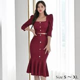 メリハリラインを強調して女性らしさを演出するセットアップドレス(キャバドレス C… | GRAXIA | 詳細画像1