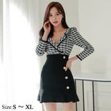 ウエスト切り替えツイードタイトミニワンピース | GRAXIA | 詳細画像1