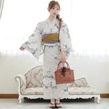 市松模様に芍薬が高貴な美しさ感じる浴衣3点セット(YUKATA) | GRAXIA | 詳細画像2 