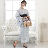 地色が落ち着いた灰色に白い花が優しく咲きこぼれる浴衣3点セット(YUKATA) | GRAXIA | 詳細画像2 