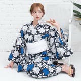 黒地に青の芍薬が幻想的に咲いた浴衣3点セット(YUKATA) | GRAXIA | 詳細画像8 