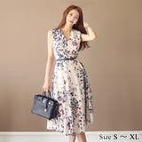 ベルト付き小花柄ノースリーブワンピース(キャバドレス CABARETDRESS) | GRAXIA | 詳細画像1 