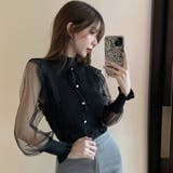 ドット柄チュールスリーブ切り替えトップス(TOPS) | GRAXIA | 詳細画像4