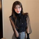 ドット柄チュールスリーブ切り替えトップス(TOPS) | GRAXIA | 詳細画像7