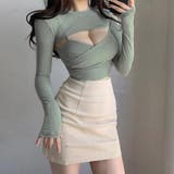 ロングスリーブトップス×フロントクロスキャミアンサンブルトップス(TOPS) | GRAXIA | 詳細画像4 