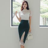 ハイネックレース半袖トップス&スリットペンシルスカートセットアップ(キャバドレス… | GRAXIA | 詳細画像2