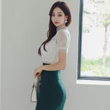 ハイネックレース半袖トップス&スリットペンシルスカートセットアップ(キャバドレス… | GRAXIA | 詳細画像4