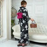 黒地に白の梅の花が優雅に配置されたモノクローム浴衣3点セット(YUKATA) | GRAXIA | 詳細画像5