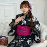 黒地に白の梅の花が優雅に配置されたモノクローム浴衣3点セット(YUKATA) | GRAXIA | 詳細画像8