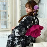 黒地に白の梅の花が優雅に配置されたモノクローム浴衣3点セット(YUKATA) | GRAXIA | 詳細画像9