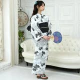 白地に黒の梅の花が優雅に配置されたモノクローム浴衣3点セット(YUKATA) | GRAXIA | 詳細画像5