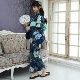 ネイビーにクラシカルな淡いグリーン系花柄浴衣3点セット(YUKATA) | GRAXIA | 詳細画像3 