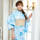 清々しい白の地に水彩画のようなブルーの花々が連なる浴衣3点セット(YUKATA) | GRAXIA | 詳細画像7