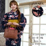 濃紺に可憐な桜の花びらが舞い散る浴衣3点セット(YUKATA) | GRAXIA | 詳細画像1 