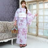 淡い紫に大柄なピンクの花が群れ咲く浴衣3点セット(YUKATA) | GRAXIA | 詳細画像2