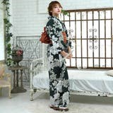 濃緑に多様な花が咲いたモダンな花柄浴衣3点セット(YUKATA) | GRAXIA | 詳細画像5