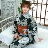 濃緑に多様な花が咲いたモダンな花柄浴衣3点セット(YUKATA) | GRAXIA | 詳細画像8