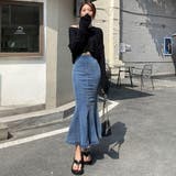 フロントスリットとマーメイドラインが美シルエットを叶えるストレッチデニムロングス… | GRAXIA | 詳細画像3 