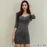 スーツライク素材で魅せる知的な大人ストライプタイトワンピース(キャバドレス CA… | GRAXIA | 詳細画像1 