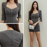 スーツライク素材で魅せる知的な大人ストライプタイトワンピース(キャバドレス CA… | GRAXIA | 詳細画像12 