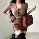 PUレザーの光沢で魅せる立体ドレープミニスカート(SKIRT) | GRAXIA | 詳細画像14 