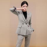 ヘリンボーン調の知的なグレーで魅せる美シルエットセットアップ(キャバスーツ CA… | GRAXIA | 詳細画像6 