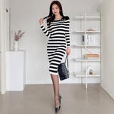 ジュエリーボタンが輝くレイヤード風襟元のボーダーニットワンピース(キャバドレス … | GRAXIA | 詳細画像7 