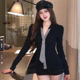 シャーリングが魅せる立体美ネクタイデザイントリムカットソー(TOPS) | GRAXIA | 詳細画像4