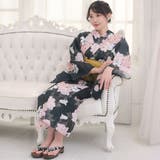 風情あふれる墨黒に美しく咲き誇る牡丹と百合の浴衣2点セット(YUKATA) | GRAXIA | 詳細画像11 