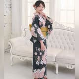 風情あふれる墨黒に美しく咲き誇る牡丹と百合の浴衣2点セット(YUKATA) | GRAXIA | 詳細画像7 