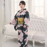 風情あふれる墨黒に美しく咲き誇る牡丹と百合の浴衣2点セット(YUKATA) | GRAXIA | 詳細画像8 