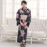 洗練の墨色に映える麗しき珊瑚薔薇のアンティーク調浴衣2点セット(YUKATA) | GRAXIA | 詳細画像2 