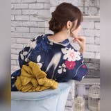 清涼な紺地に揺蕩う水流と艶めく紅椿が魅せるモダン浴衣2点セット(YUKATA) | GRAXIA | 詳細画像11 