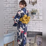 清涼な紺地に揺蕩う水流と艶めく紅椿が魅せるモダン浴衣2点セット(YUKATA) | GRAXIA | 詳細画像8 