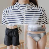 首元から手の甲までしっかりカバーできるラッシュガード4点セット(水着 体型カバー… | GRAXIA | 詳細画像5 