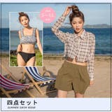 シフォンシャツがメンズライクな体形カバービキニ4点セット(水着 体型カバー水着) | GRAXIA | 詳細画像3 