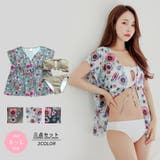 リボンバンドゥと花柄トップスのビキニ3点セット(水着・体型カバー水着) | GRAXIA | 詳細画像2 