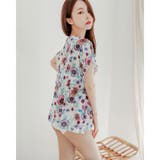 リボンバンドゥと花柄トップスのビキニ3点セット(水着・体型カバー水着) | GRAXIA | 詳細画像12 