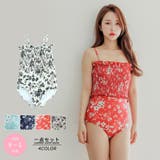 小花柄シャーリング切り替えワンピース(水着・モノキニ) | GRAXIA | 詳細画像3