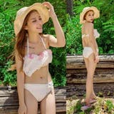 バイカラーフラワーレースバンドゥビキニ2点セット(水着・ビキニ) | GRAXIA | 詳細画像8