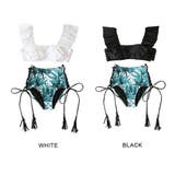 フリルショルダーとサイドレースアップのボタニカル柄ビキニ2点セット(水着 ビキニ… | GRAXIA | 詳細画像21 