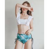 フリルショルダーとサイドレースアップのボタニカル柄ビキニ2点セット(水着 ビキニ… | GRAXIA | 詳細画像9 